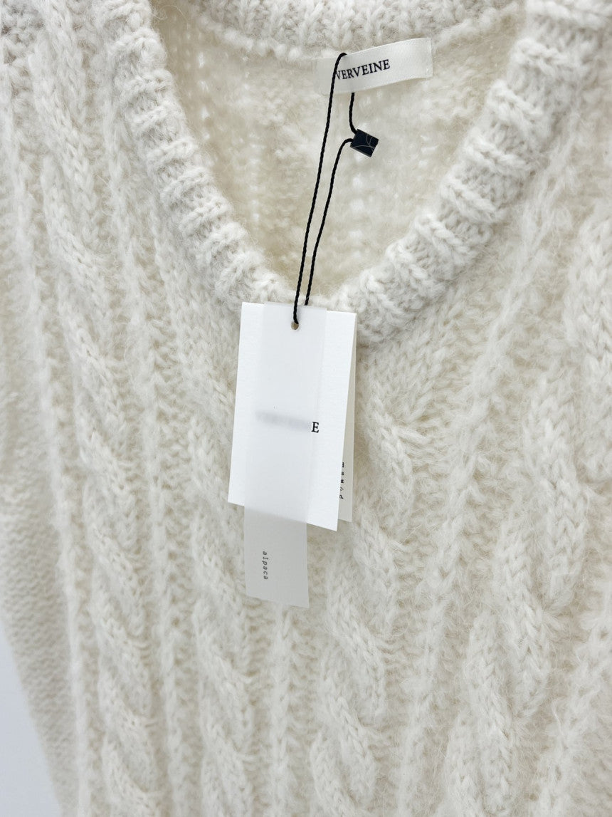 Alpaca canle v neck vest-2col