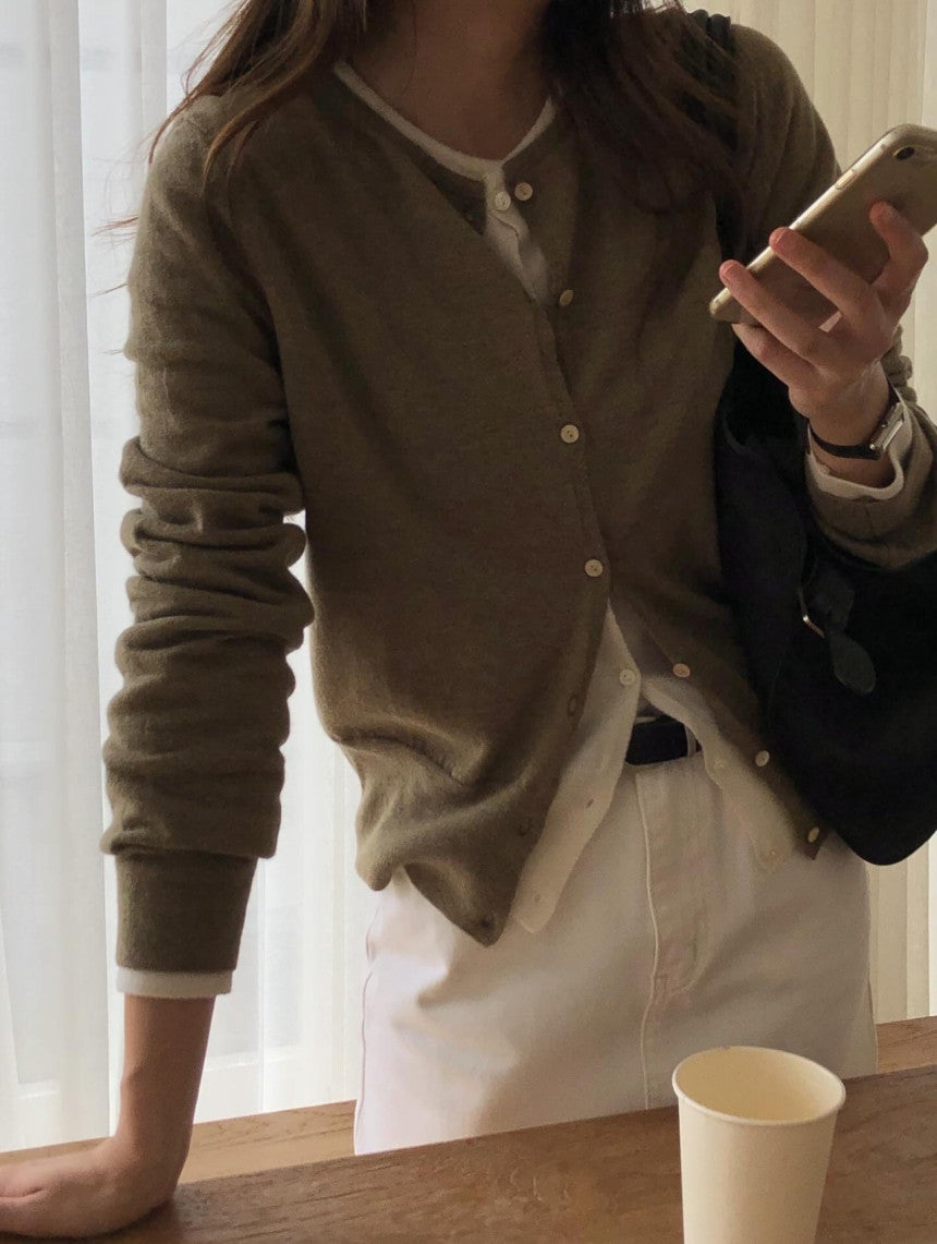 Ollive merino woo cardigan-3col