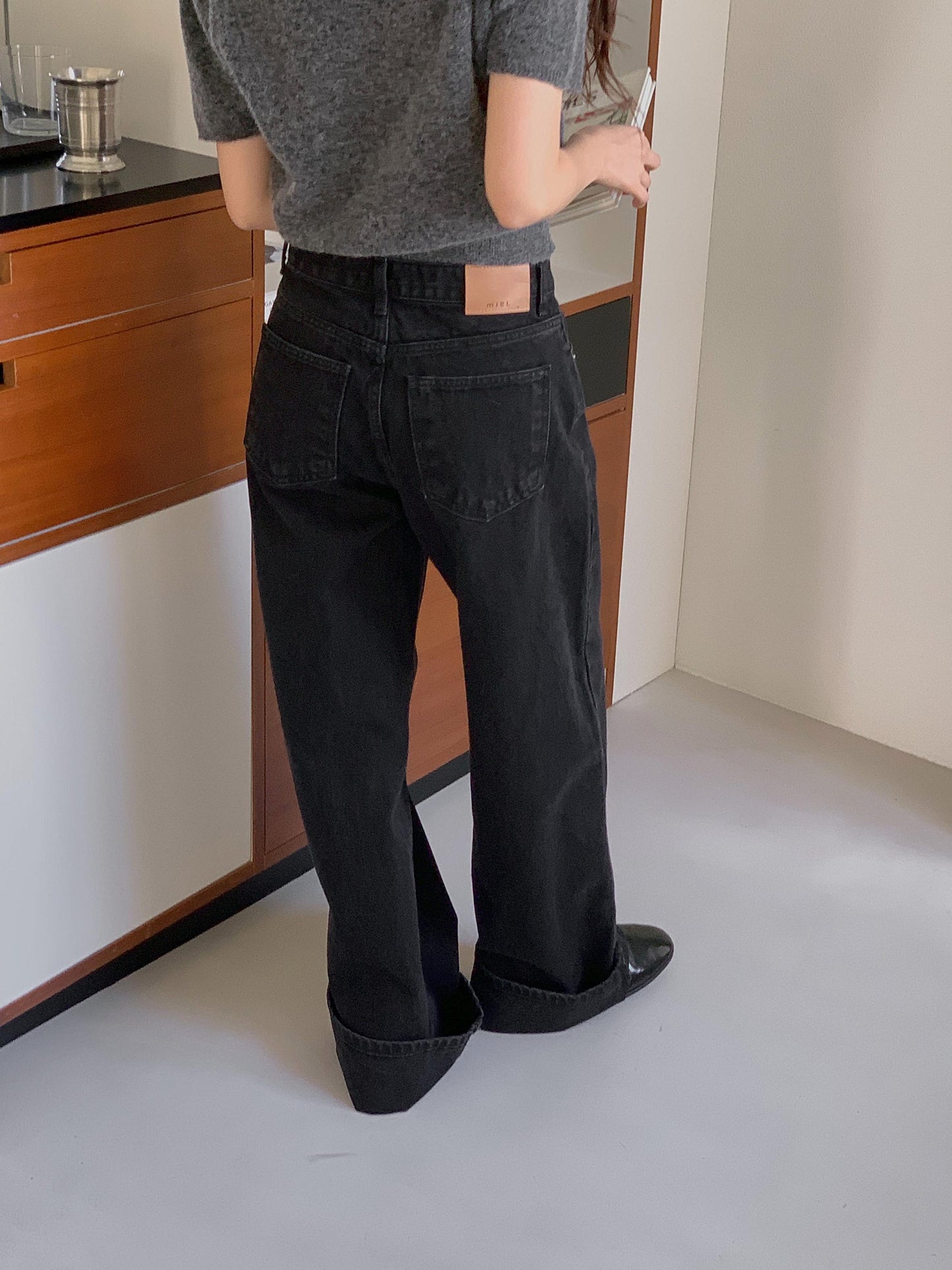black wide denim
