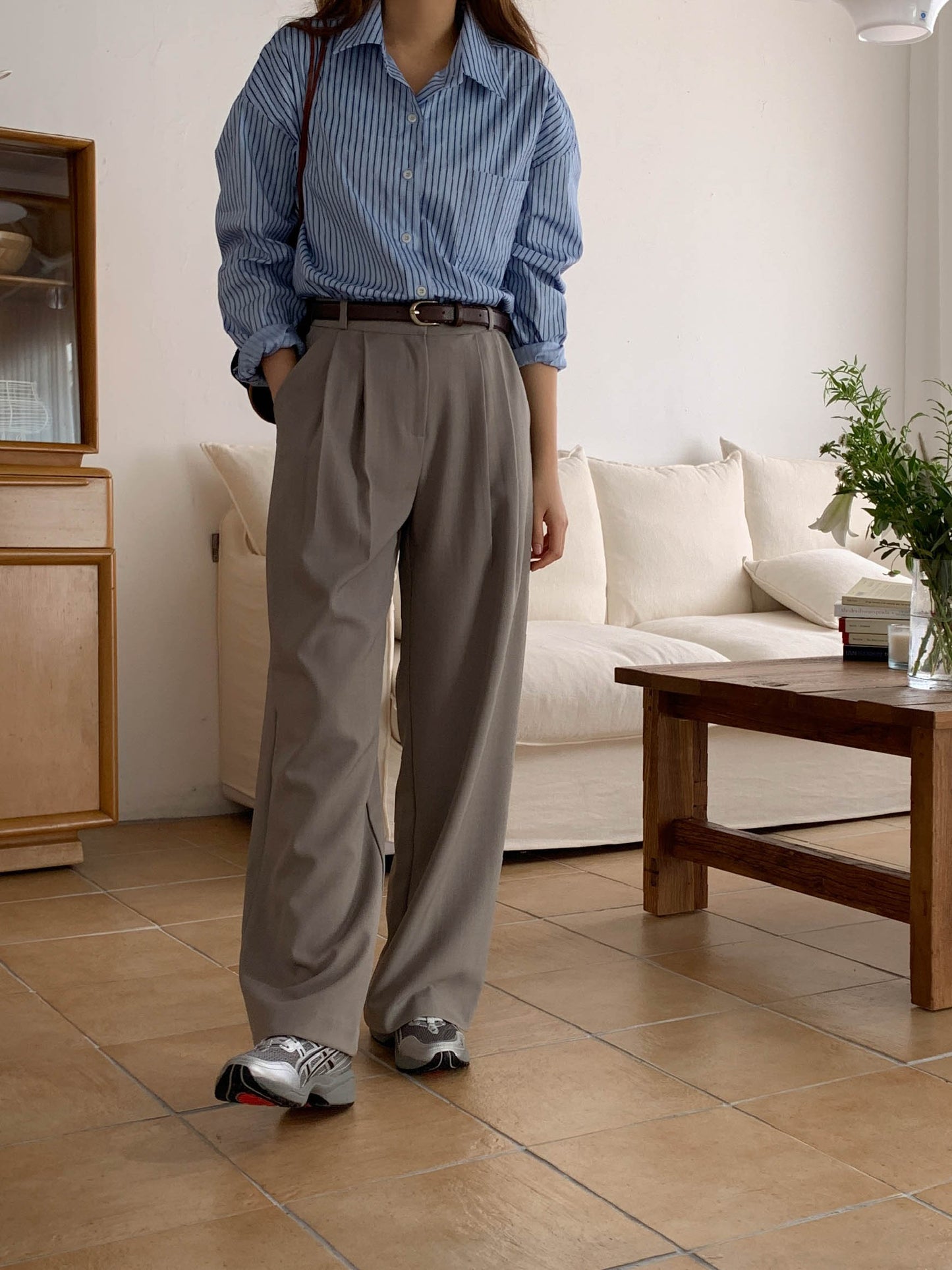 Fw two-pin tuck wide slacks-5colショート丈あり