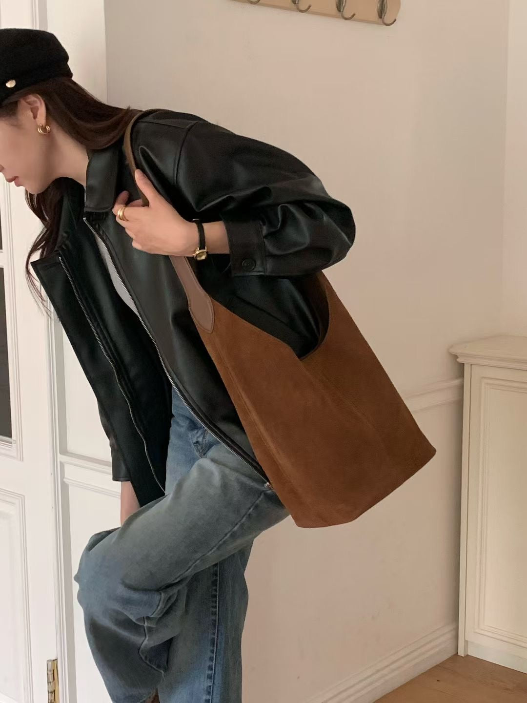 Square suede bag-3col