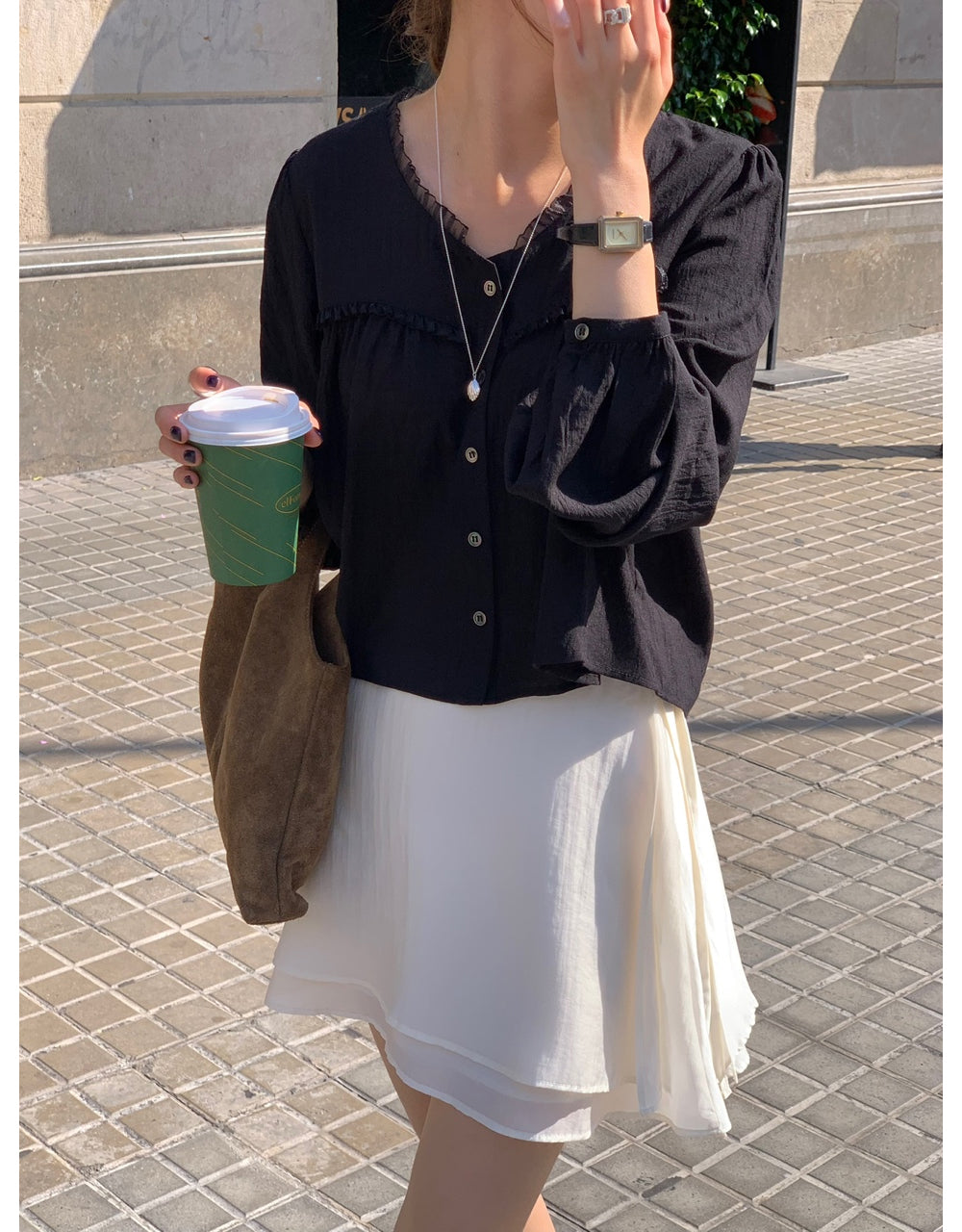 black即納 Date blouse-3col