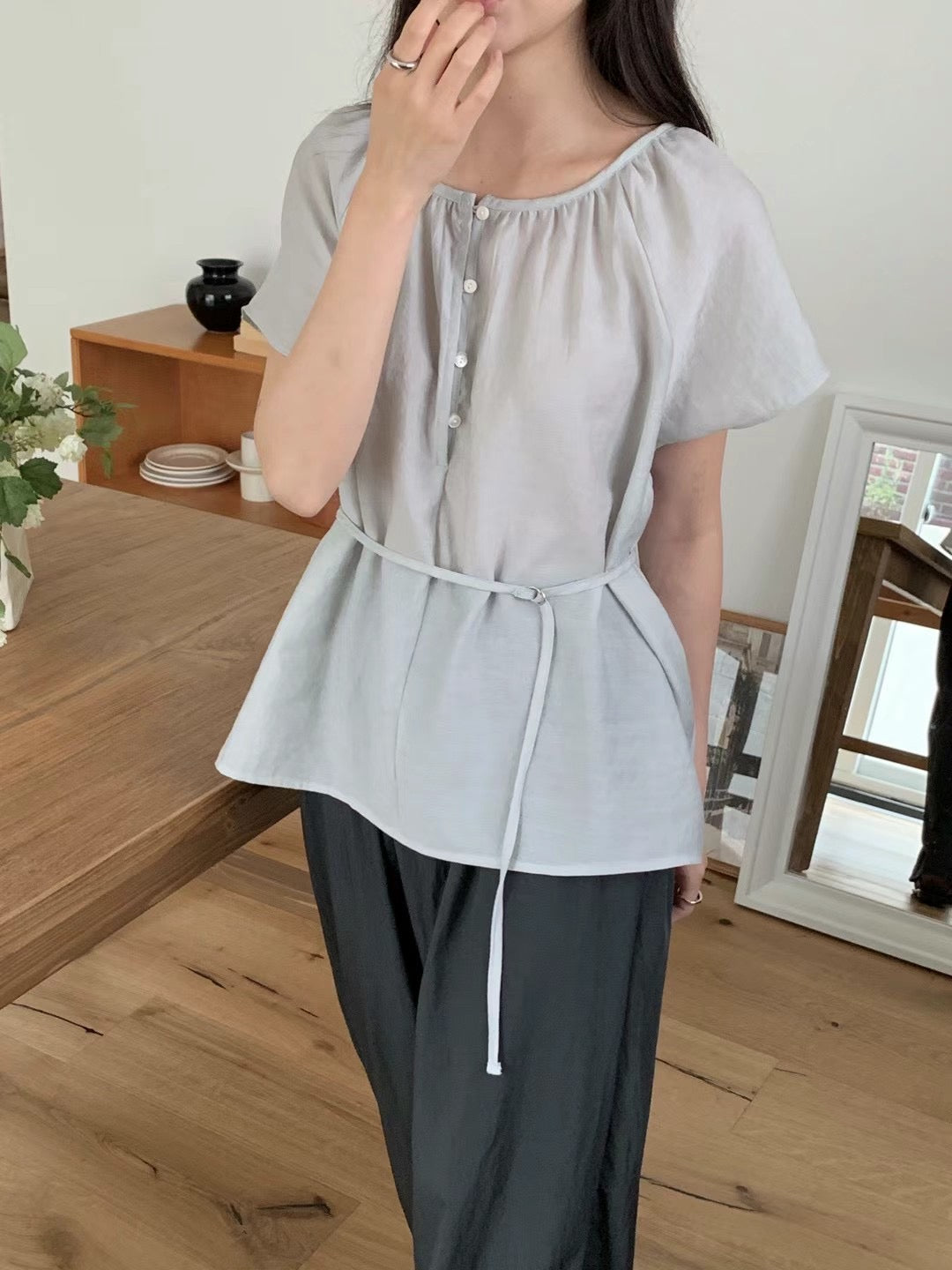 Moore belt blouse-3col