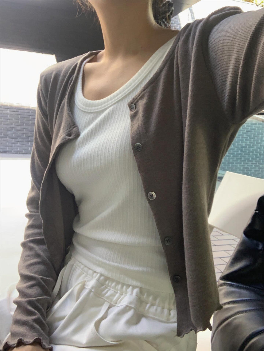 liter moss wool frill cardigan-3col