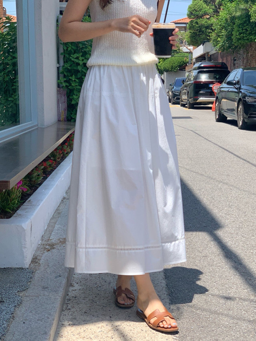 Pli lace full skirt-2col