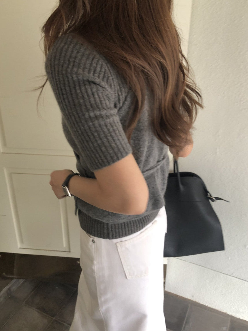 cashmere mockneck half knit-5col
