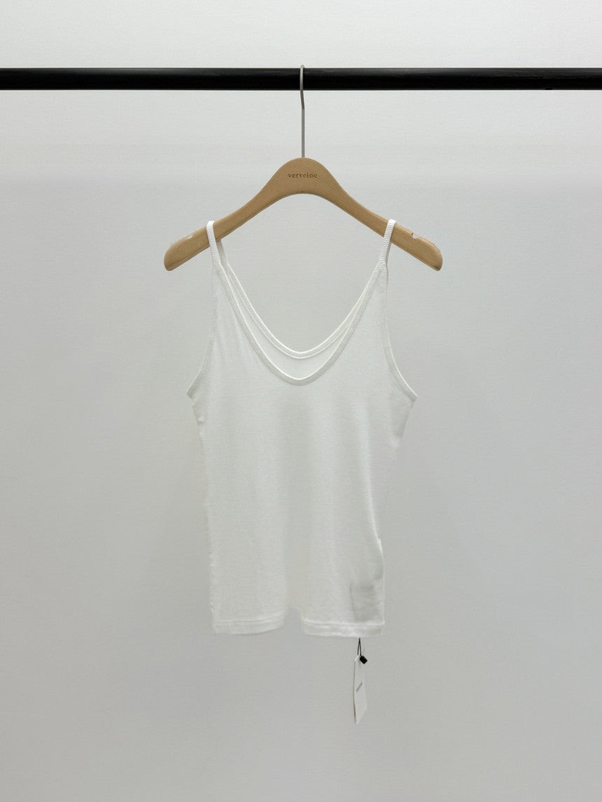 Grow tencel u neck sleevelss-4col
