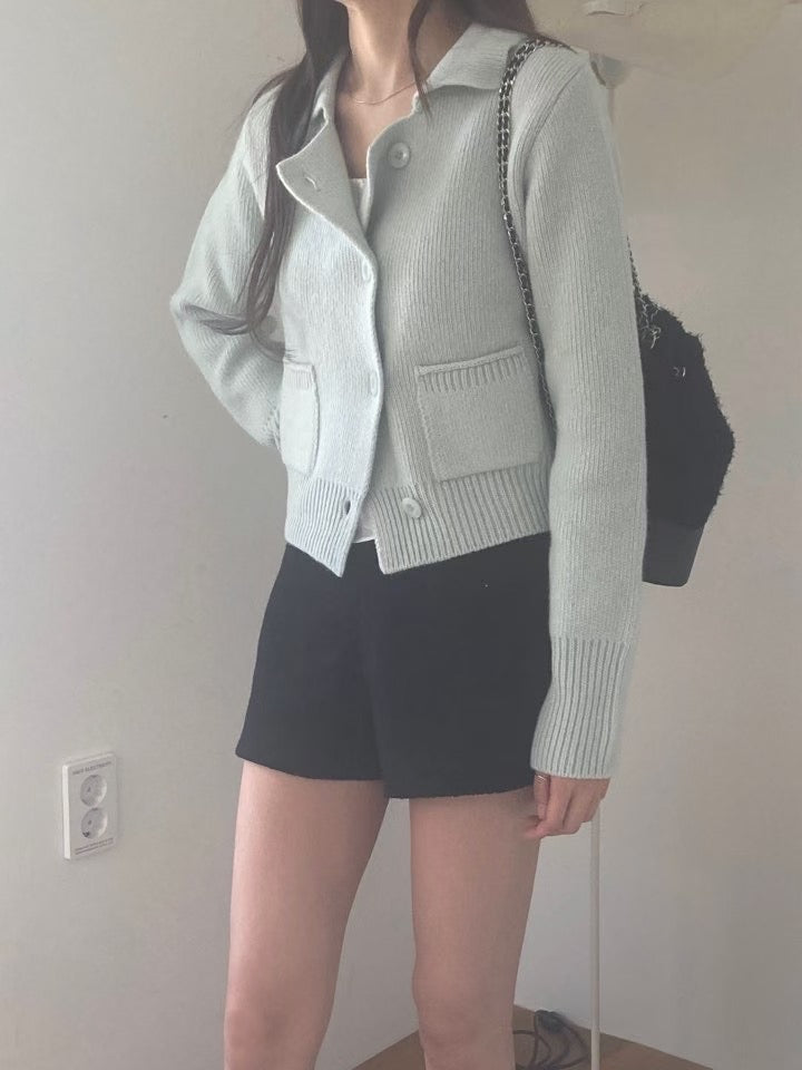 collar button cardigan-2col