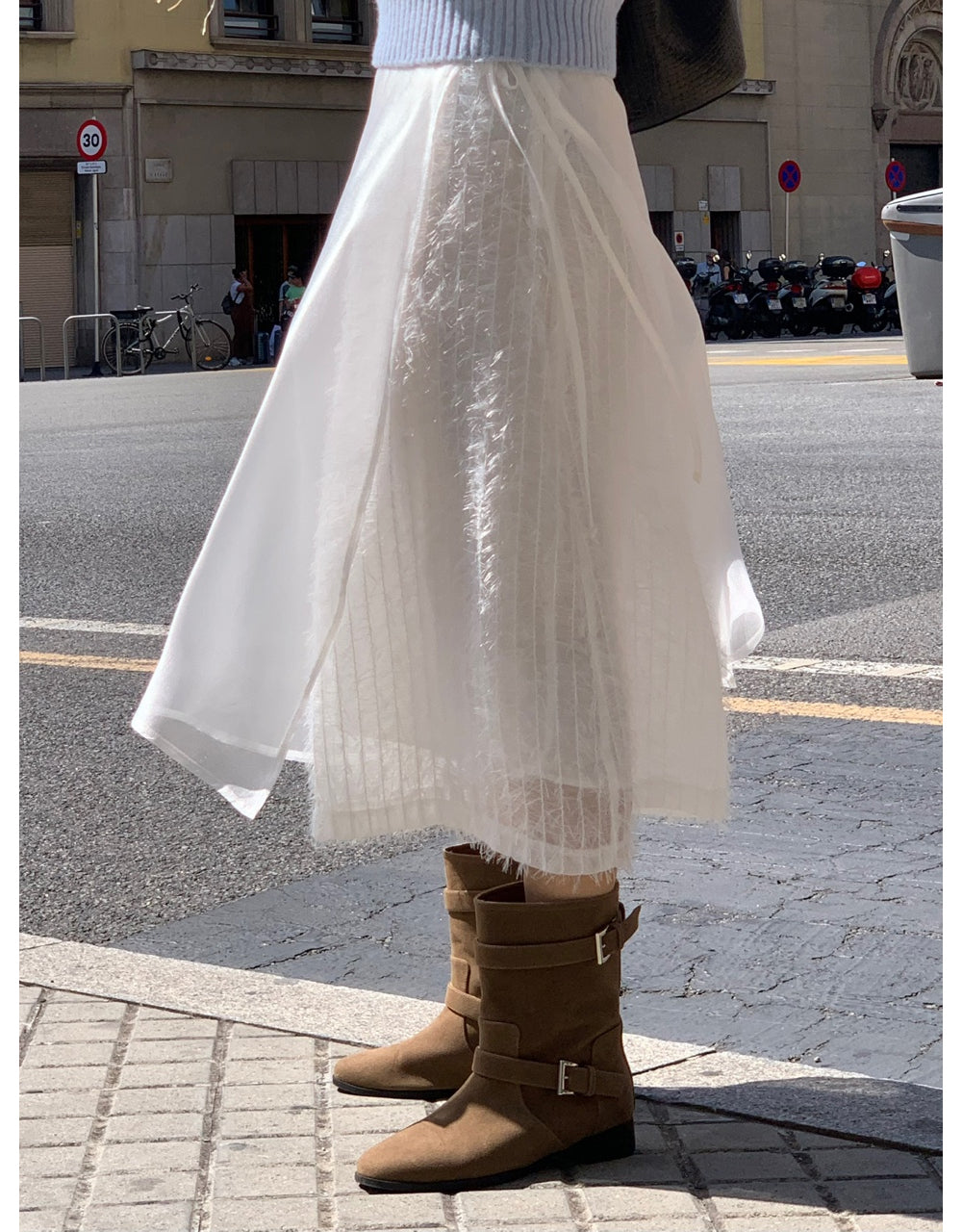 ivory-s即納 Breed layered skirt-2col