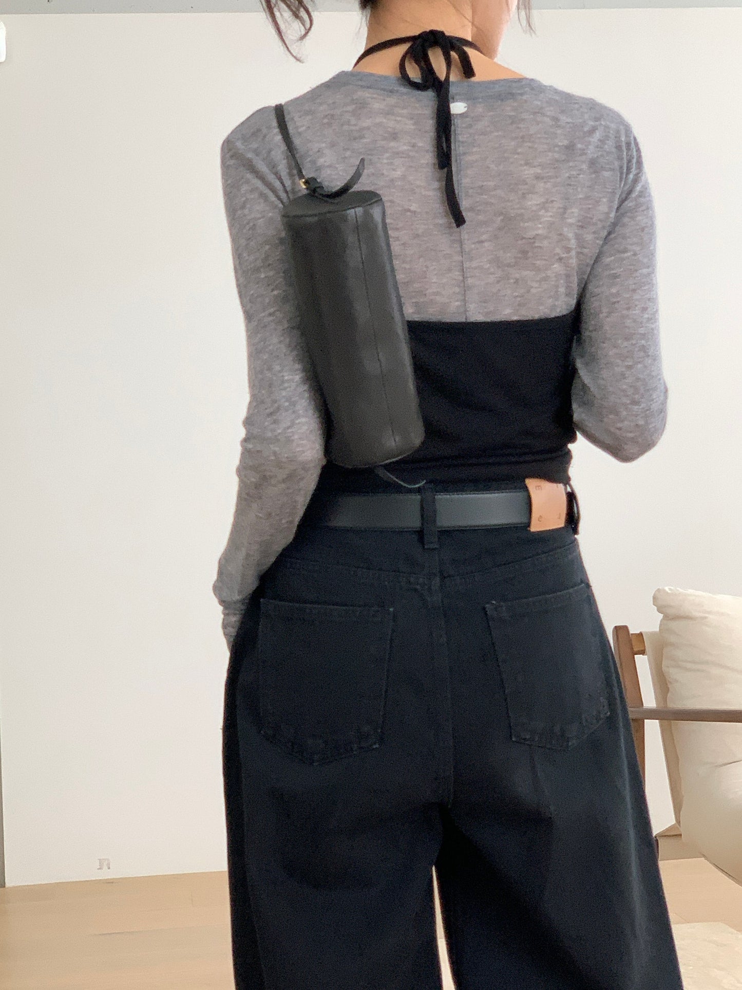 pintuck wide denim