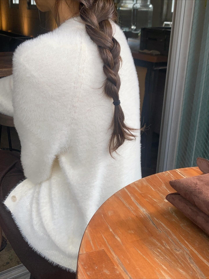 liter swan fur cardigan-2col