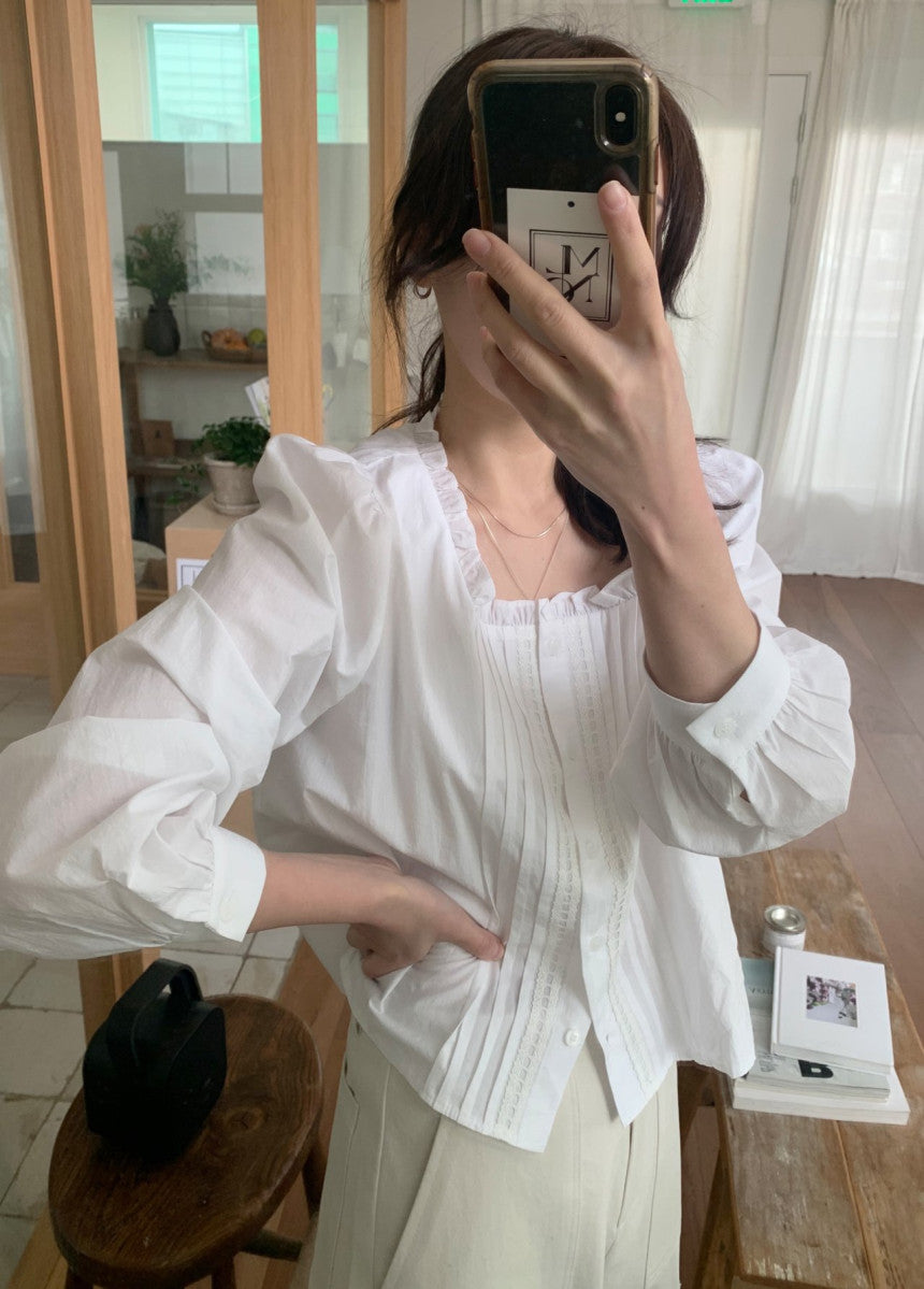 Square pintuck blouse