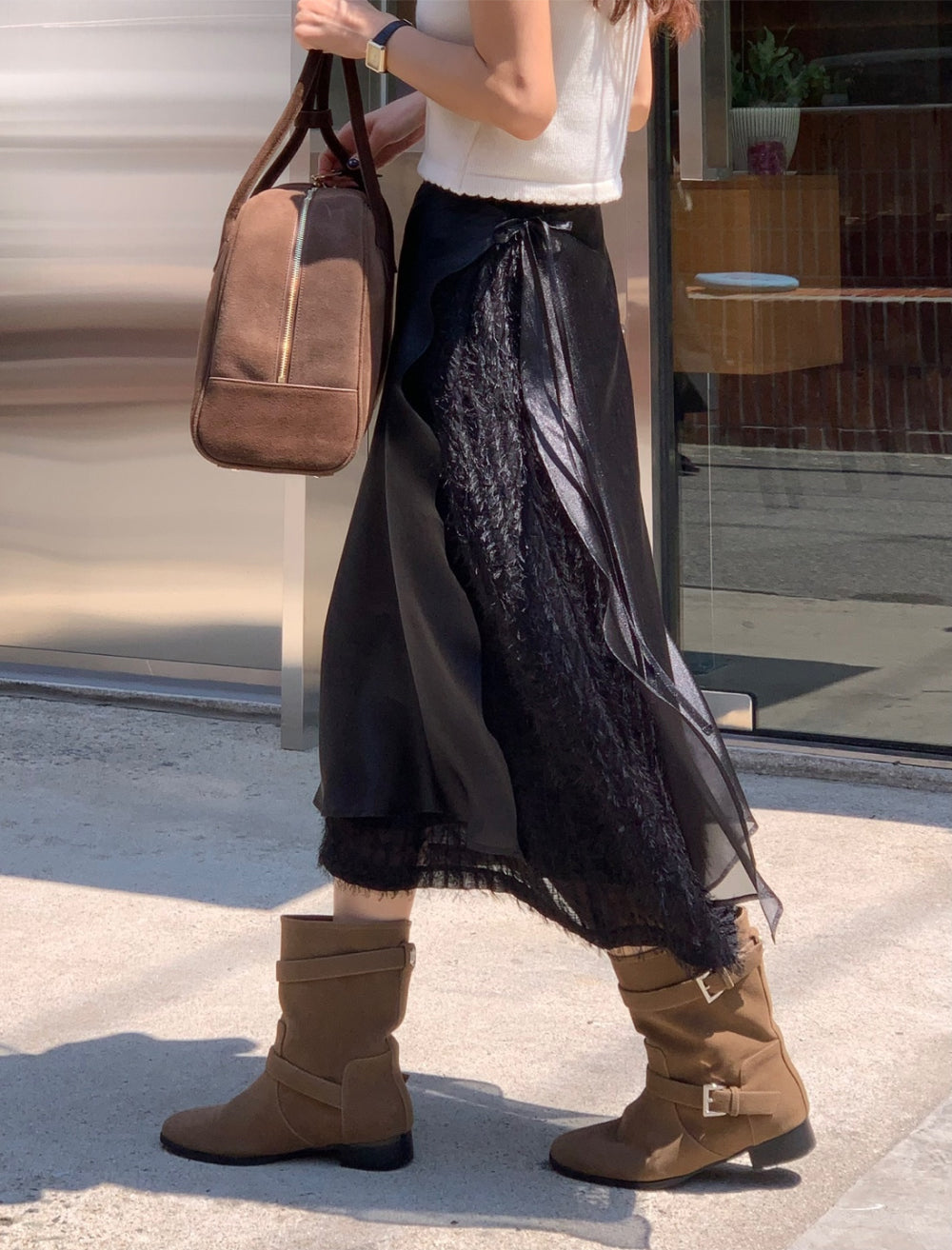 ivory-s即納 Breed layered skirt-2col