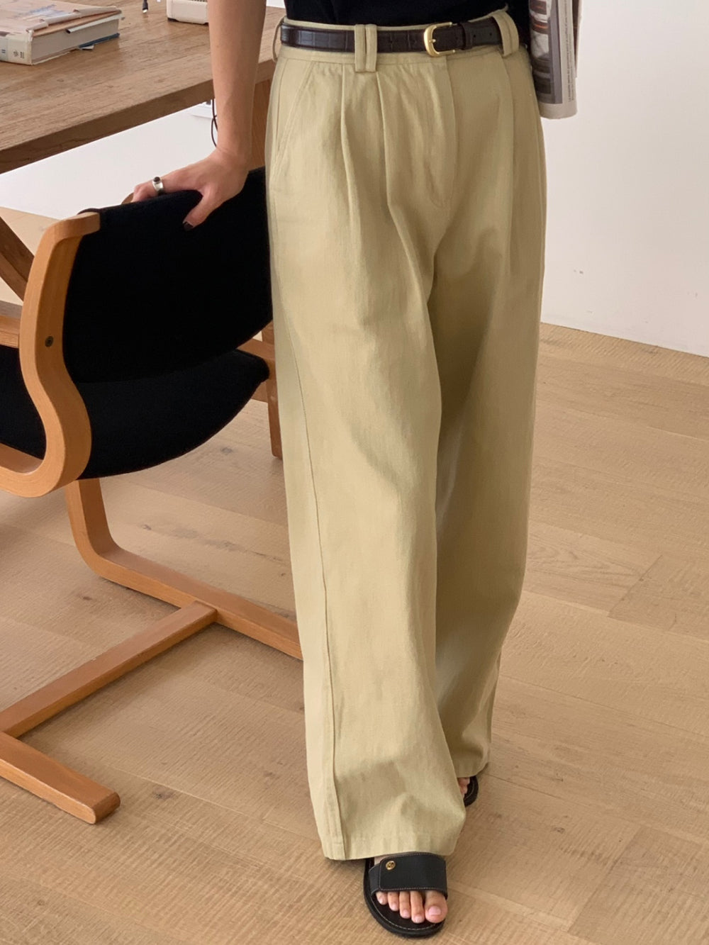 Point cotton pants-2col