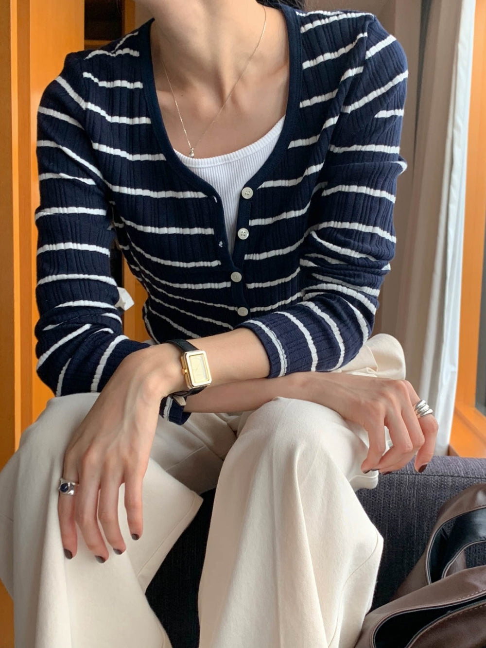 Sale navy即納 mimosa cardigan