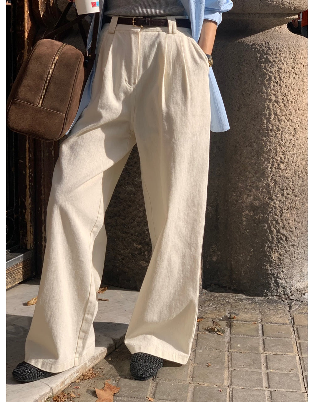 Point cotton pants-2col