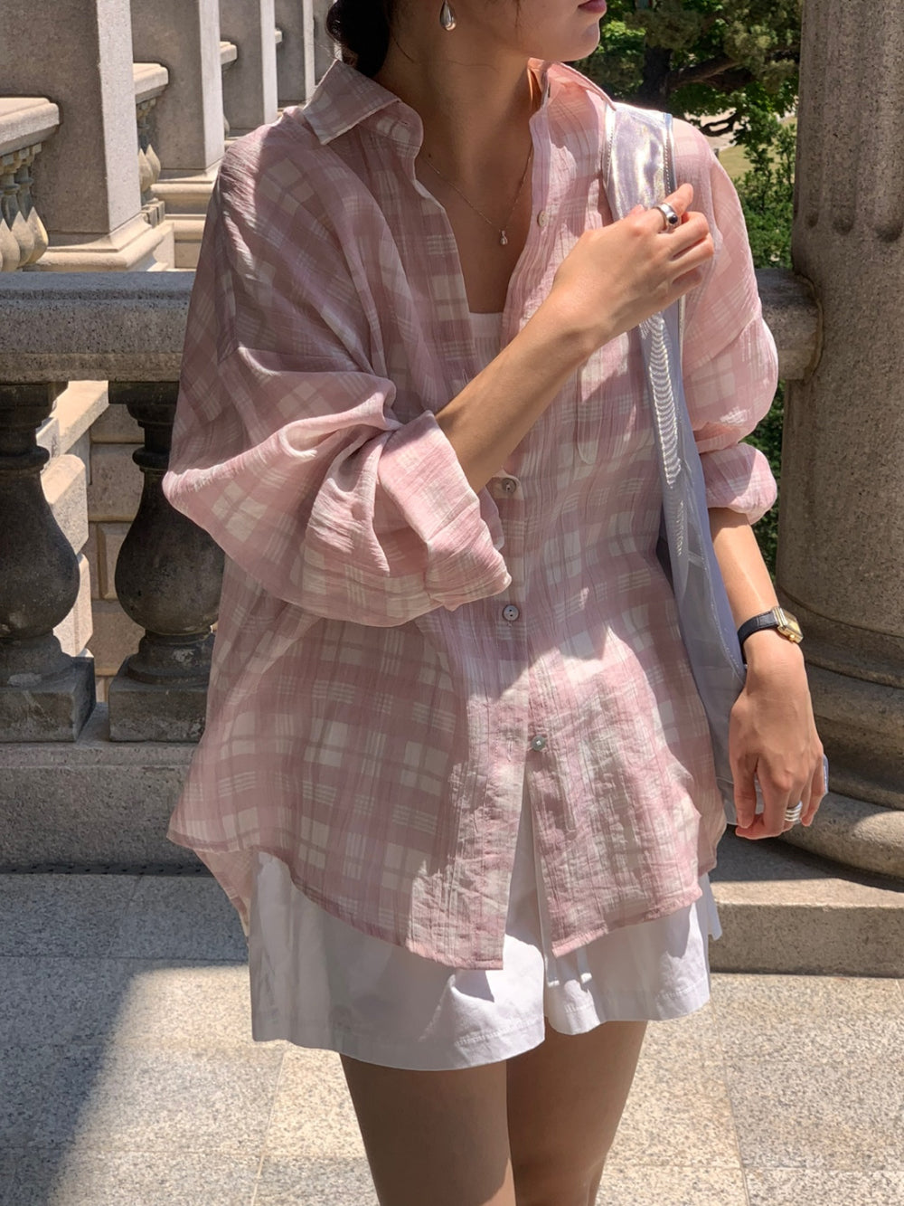 Eco check shirt-2col