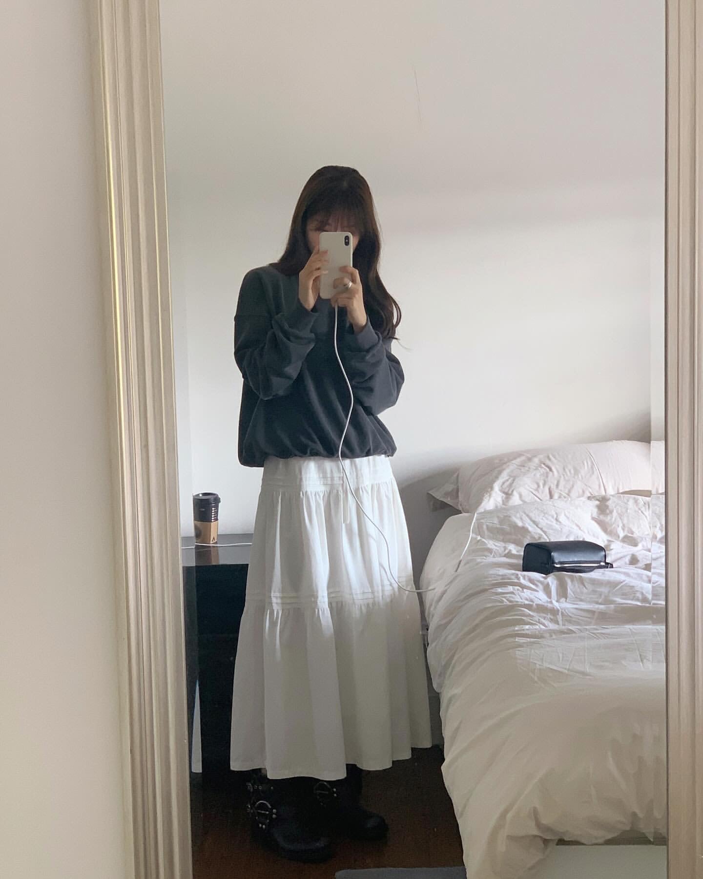 liter audrey pintuck skirt-2col