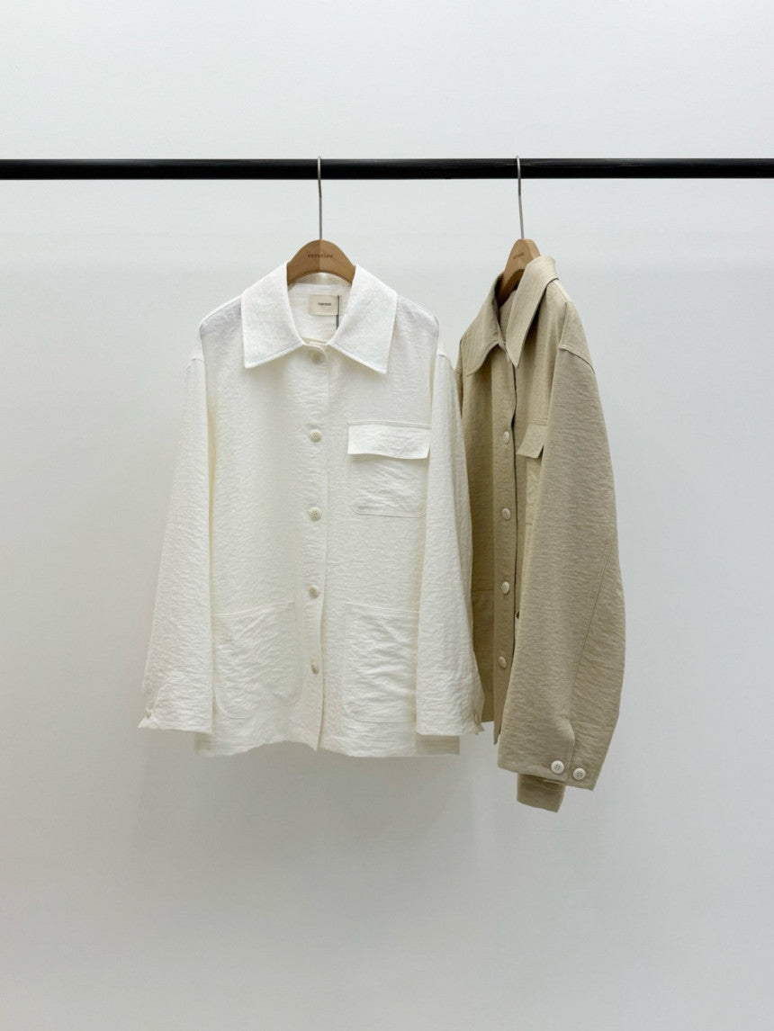 Chole linen single half jacket-2col