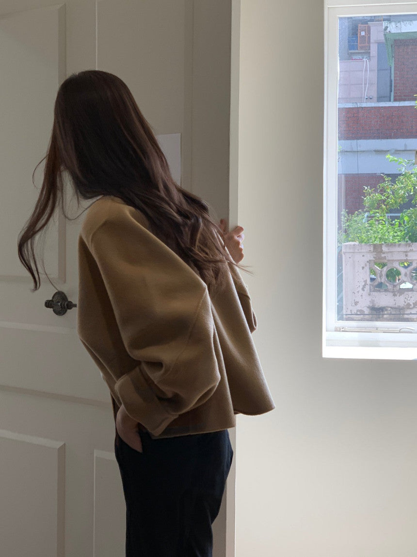 collarless handmade wool jacket-2col