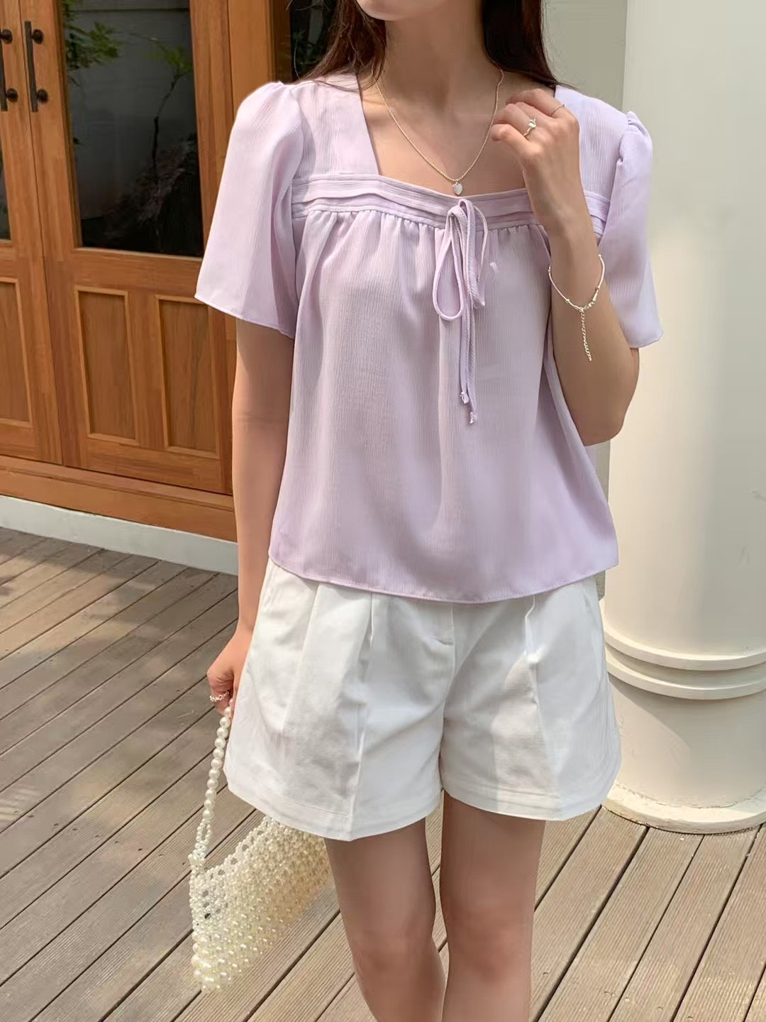 Minit square neck yoru blouse-4col