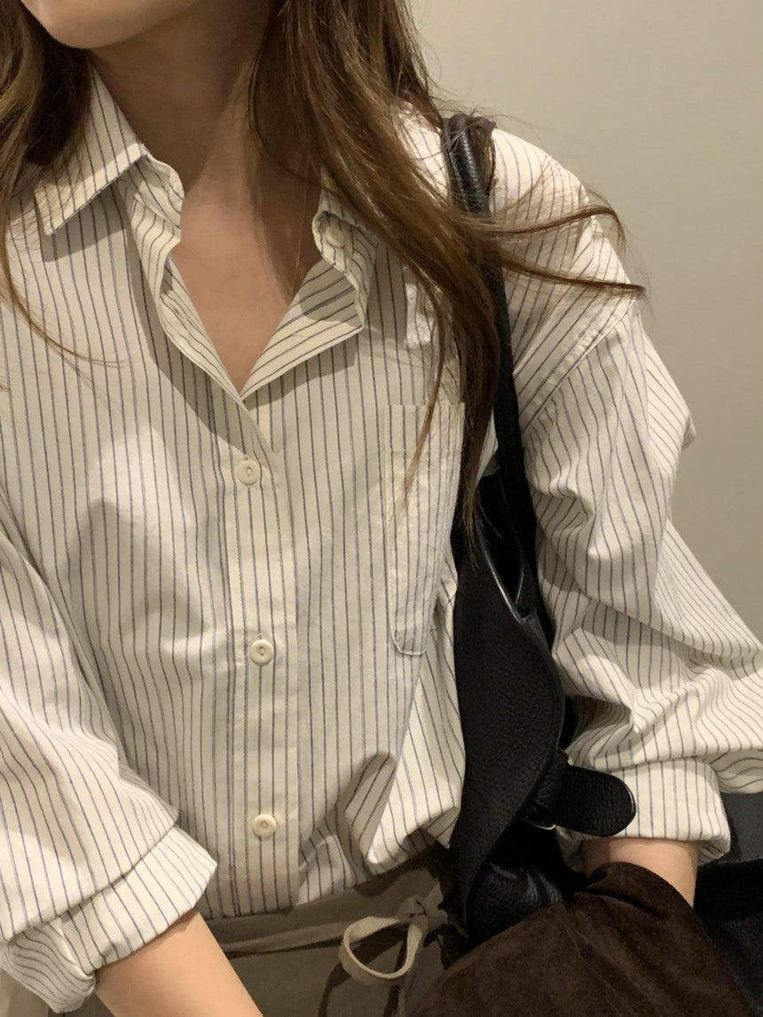 Ore pin stripe shirt-2col
