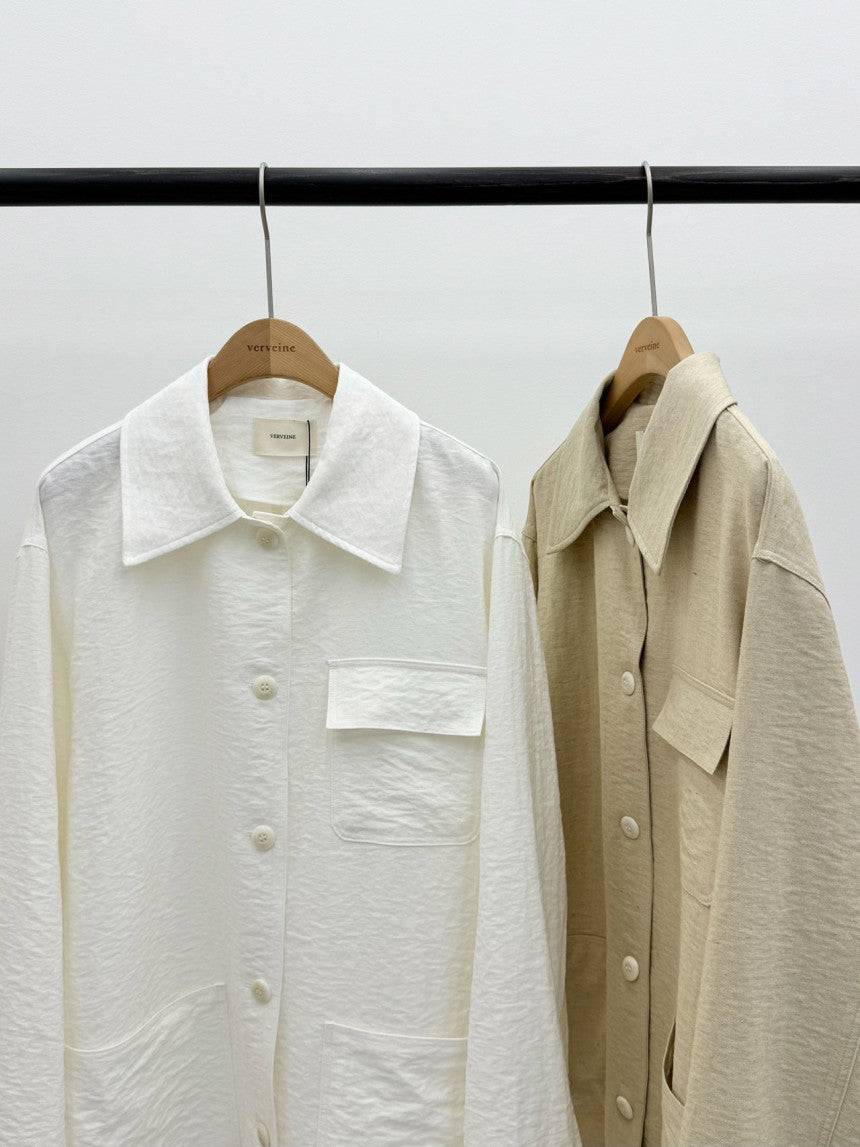 Chole linen single half jacket-2col