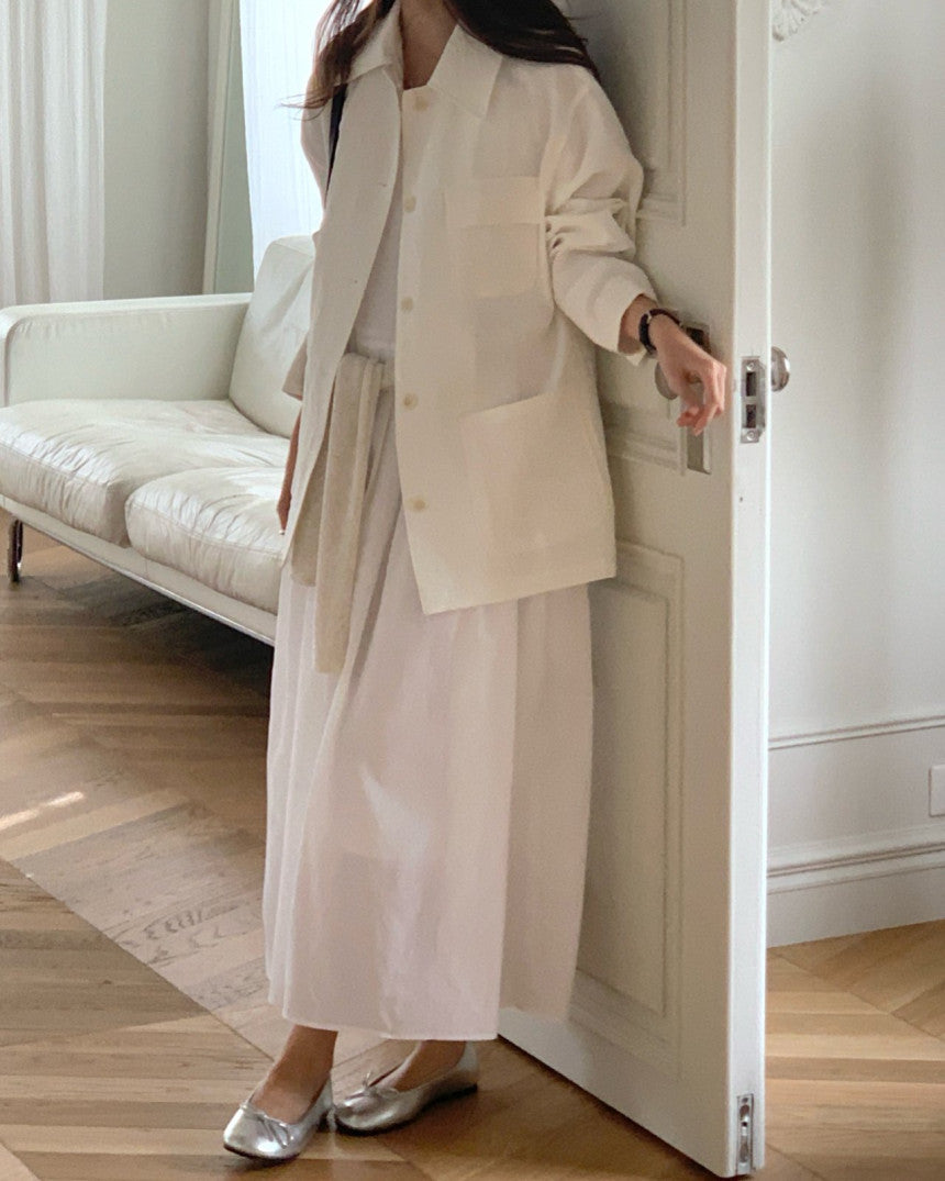Chole linen single half jacket-2col