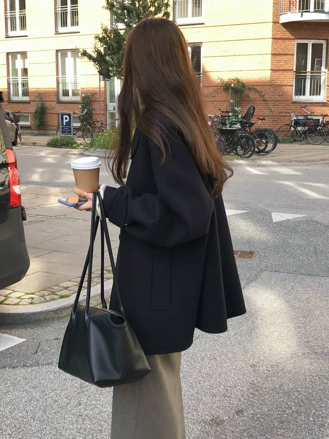 Ounce cashmere half handmade coat-2col