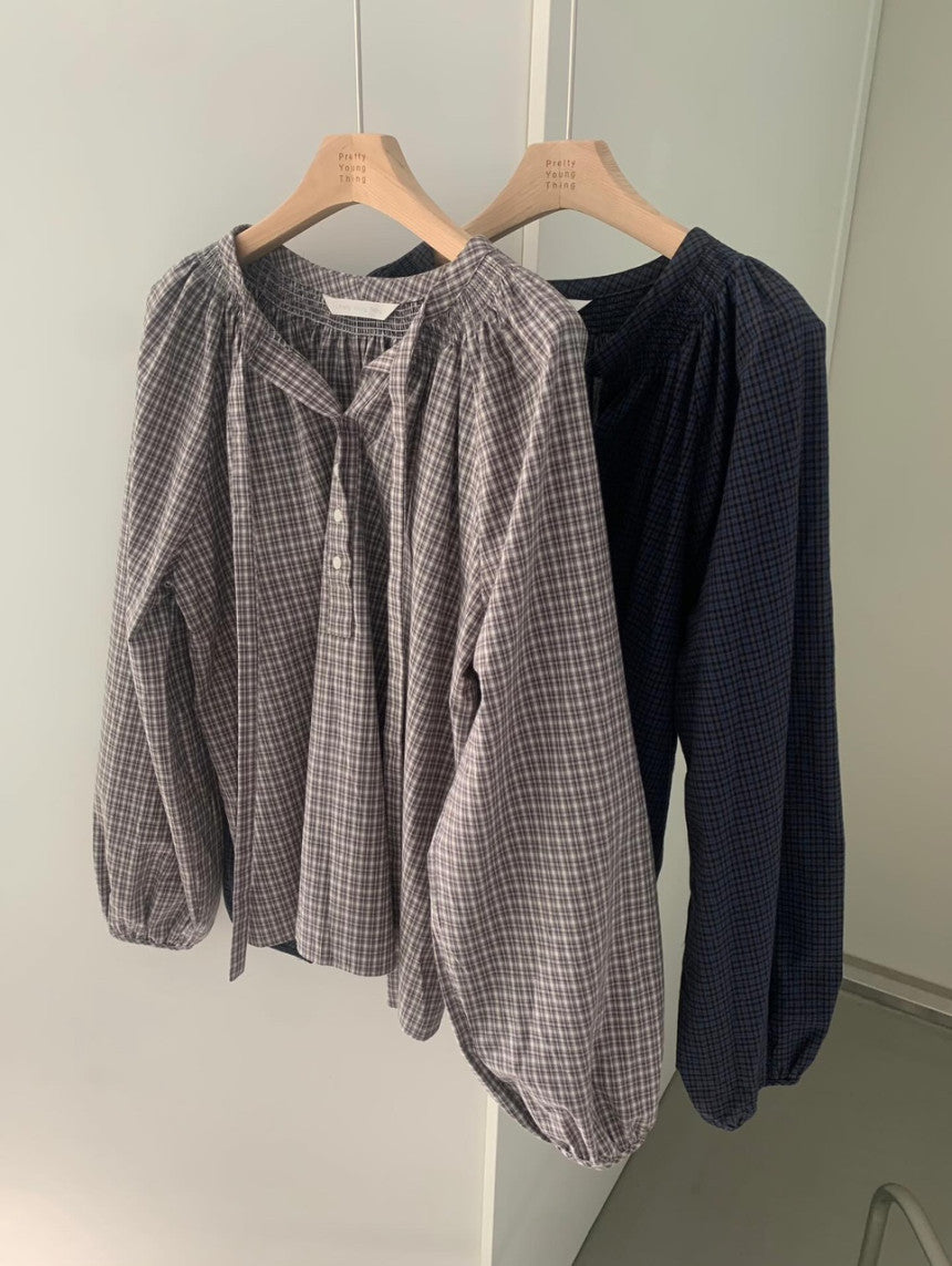 Venice check blouse-2col