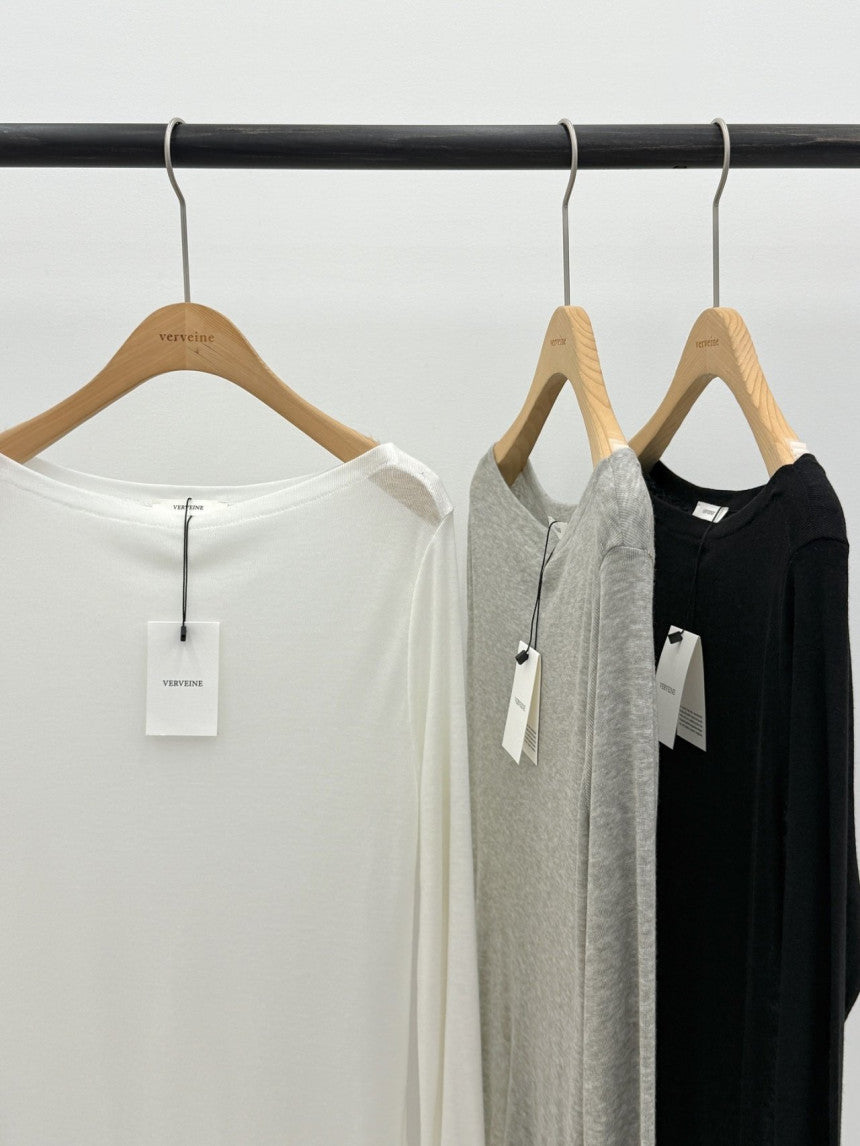 Bay wool tencel boat neck T-3col