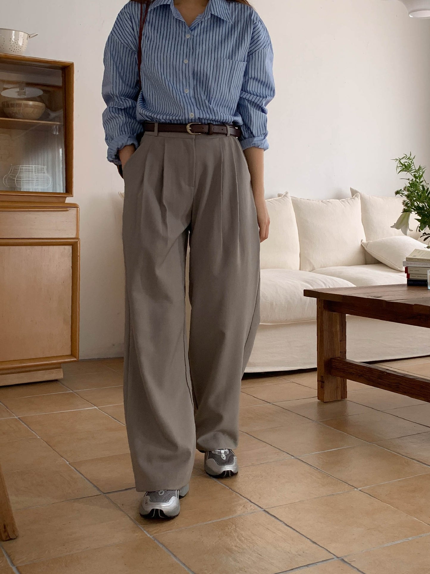 Fw two-pin tuck wide slacks-5colショート丈あり
