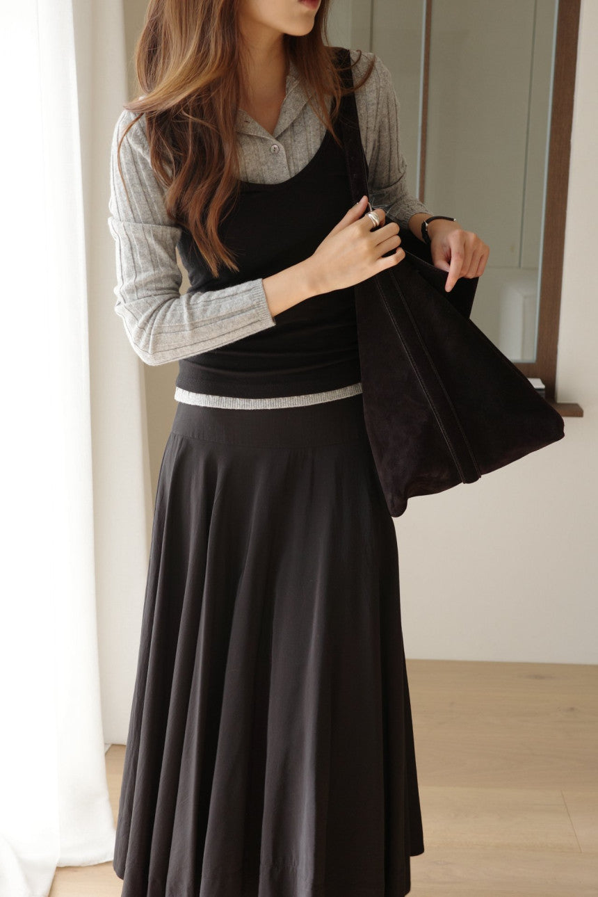 Linear wool button collar knit-4col