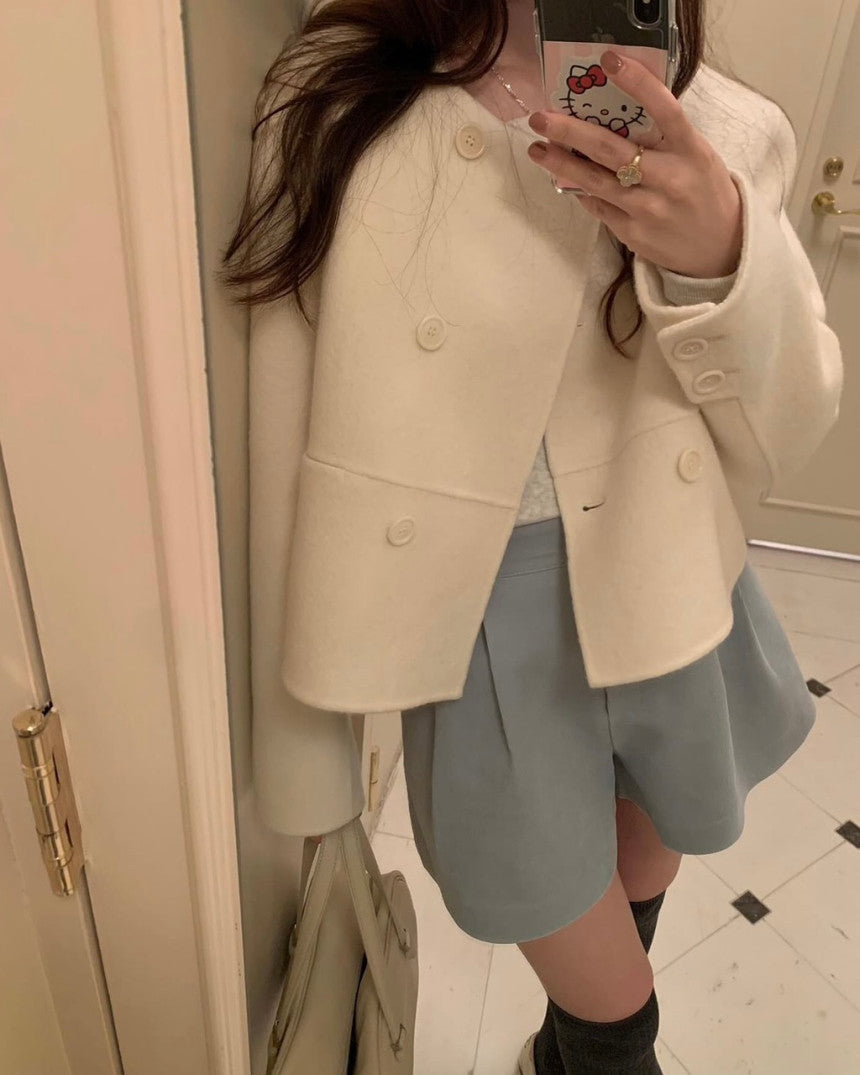 Mini short double handmade coat-3col