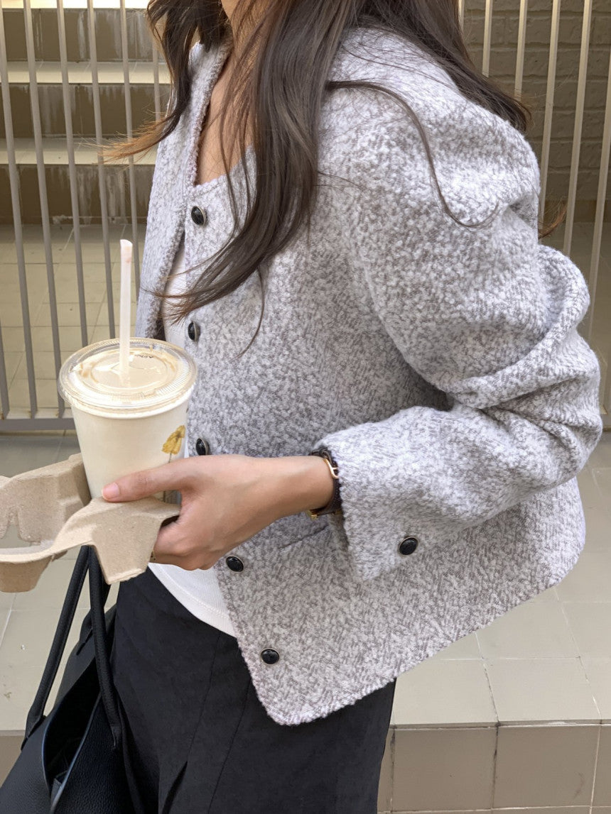 Blanc wool boucle tweed jacket-2col