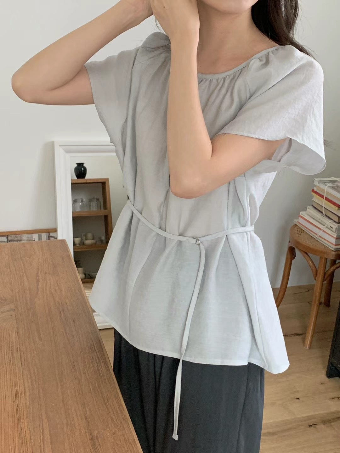 Moore belt blouse-3col