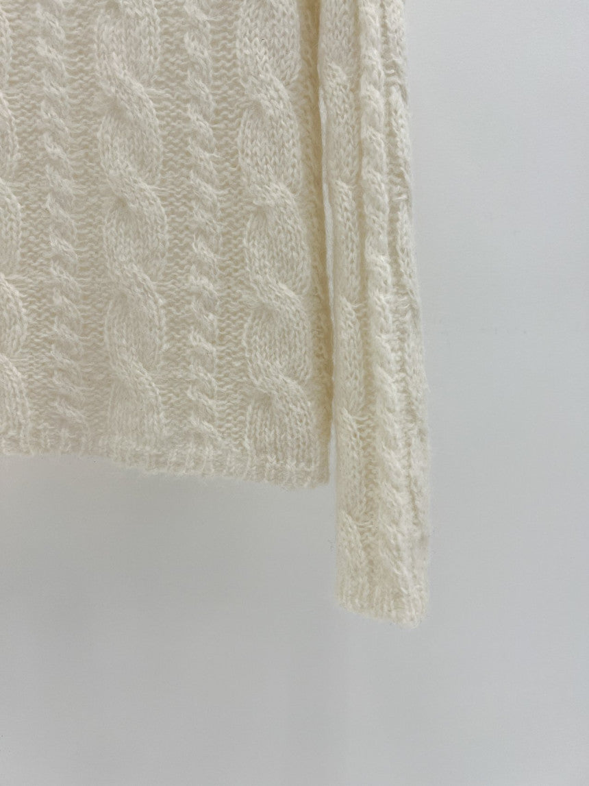Collie alpaca cable boat neck knit-2col