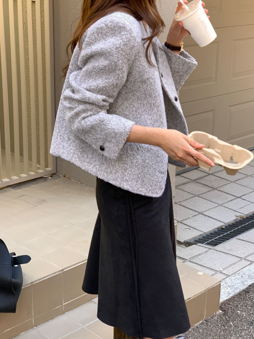 Blanc wool boucle tweed jacket-2col