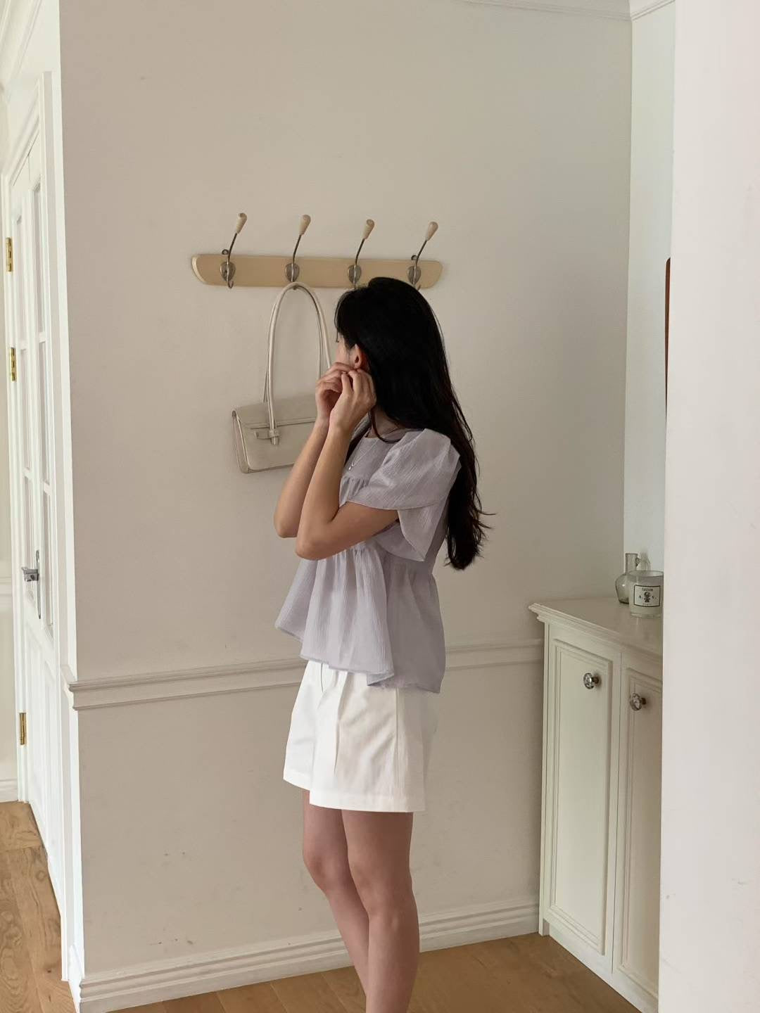 Any shirring half blouse-3col