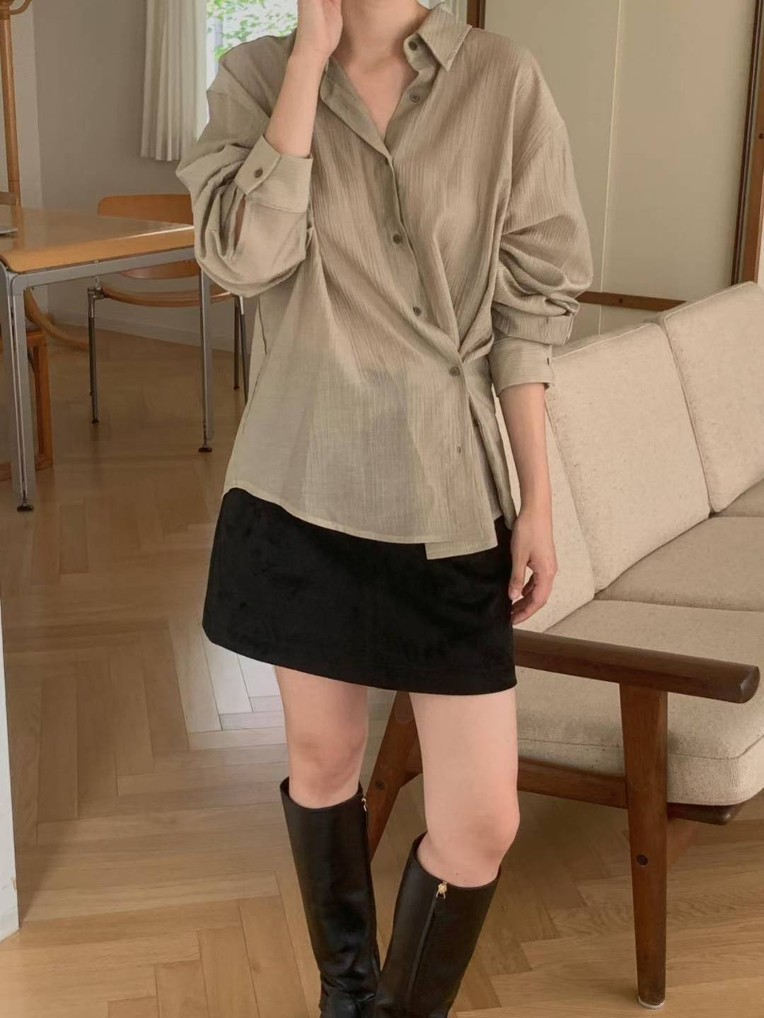 pleats 2way blouse-3col