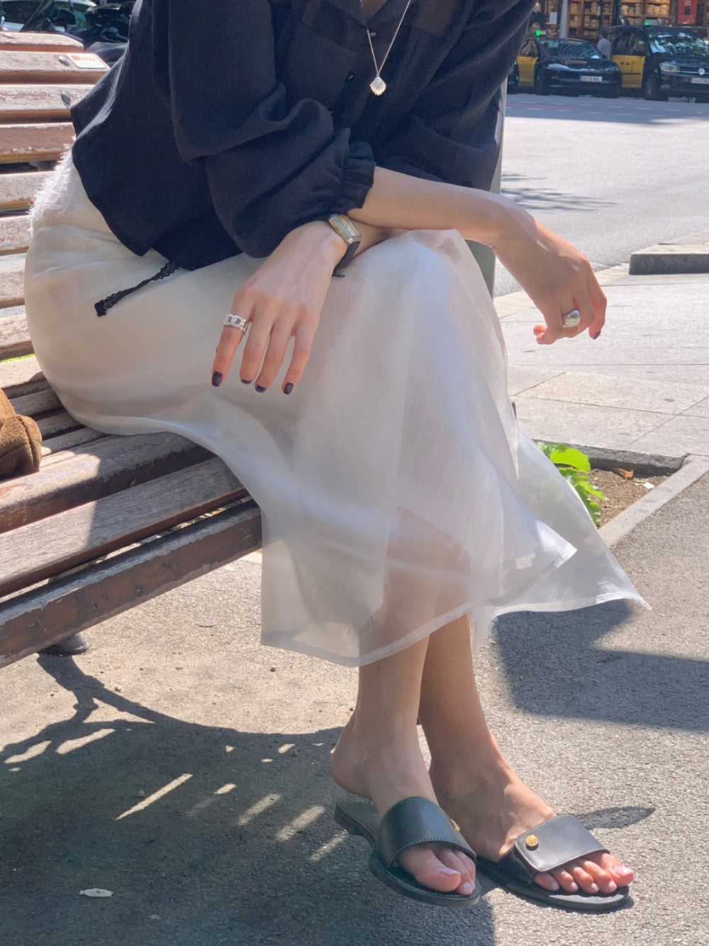 ivory-s即納 Breed layered skirt-2col