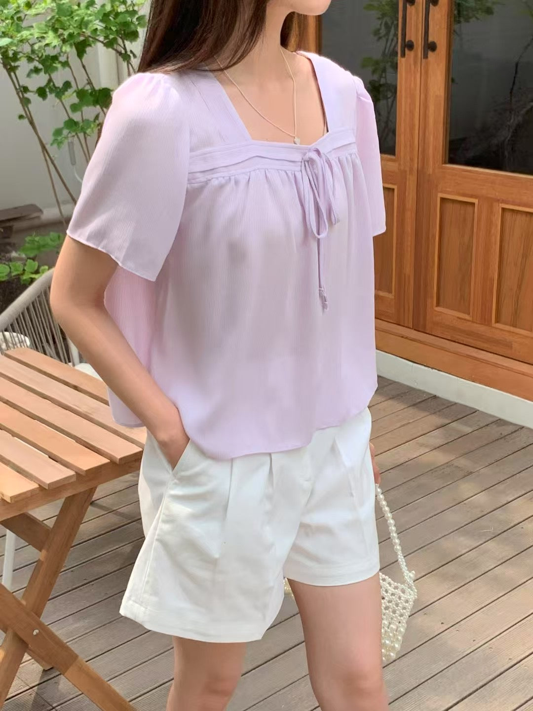 Minit square neck yoru blouse-4col