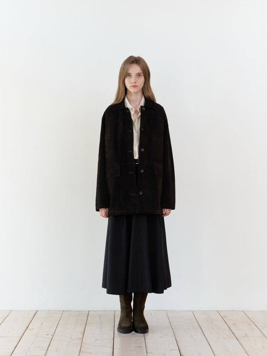 Louise pig leather suede half jacket-2col