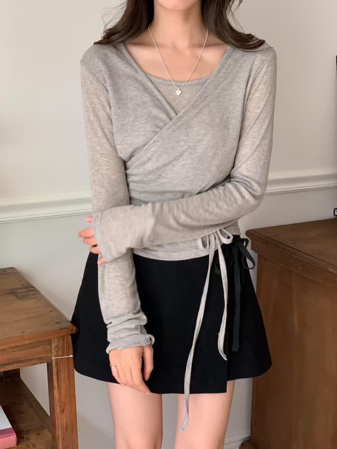 Mute layered wrap tencel T-5col