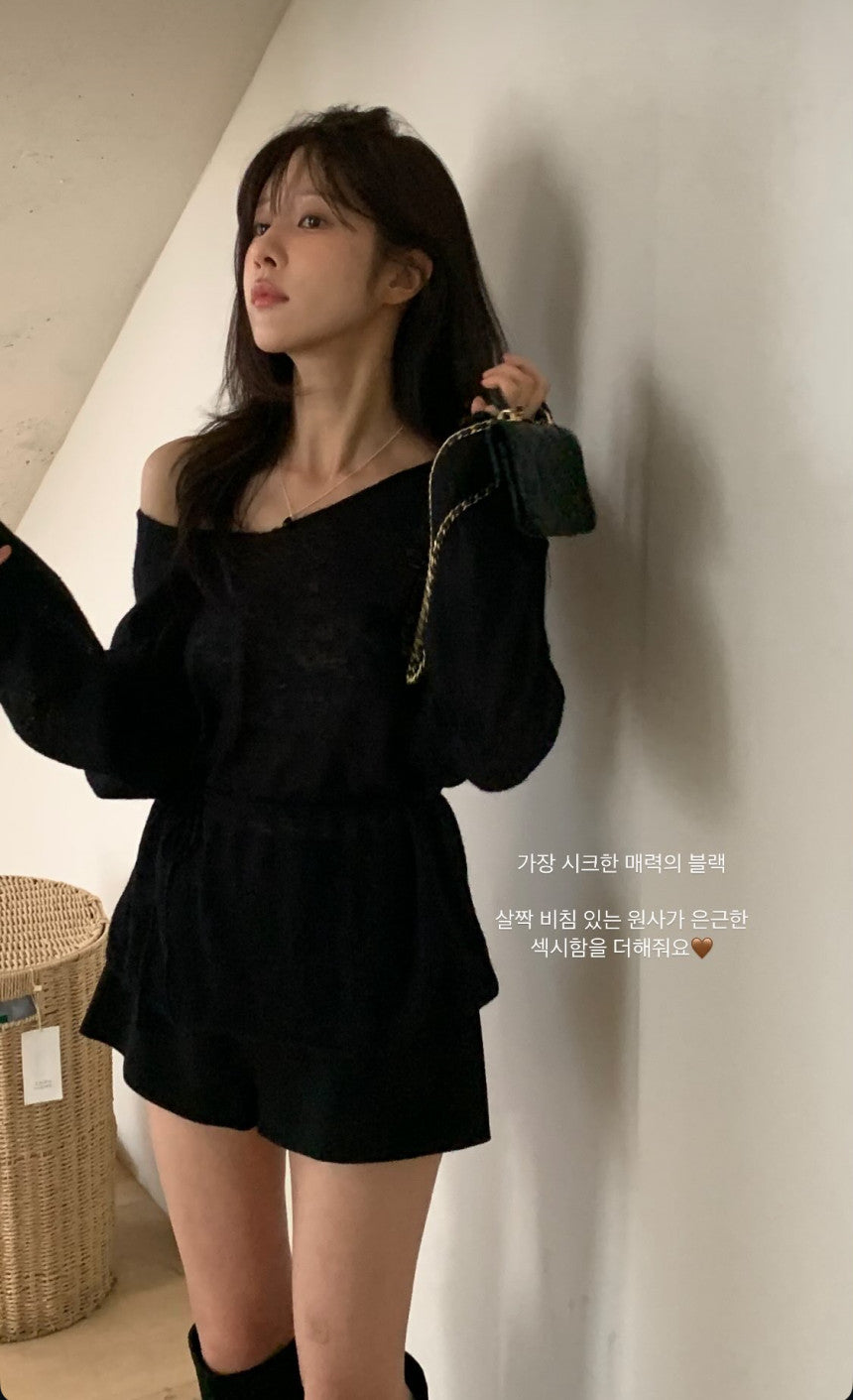 Keep alpaca string knit-4col