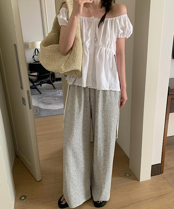 linen puff blouse-2col