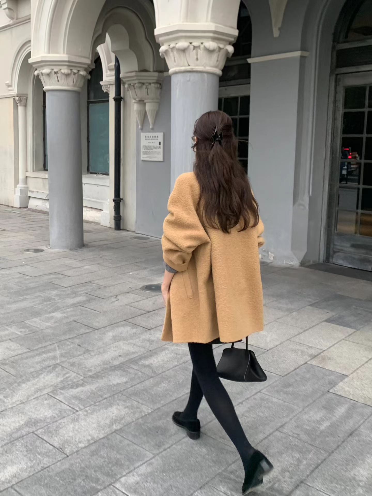Ounce baby alpaca half handmade coat-3col