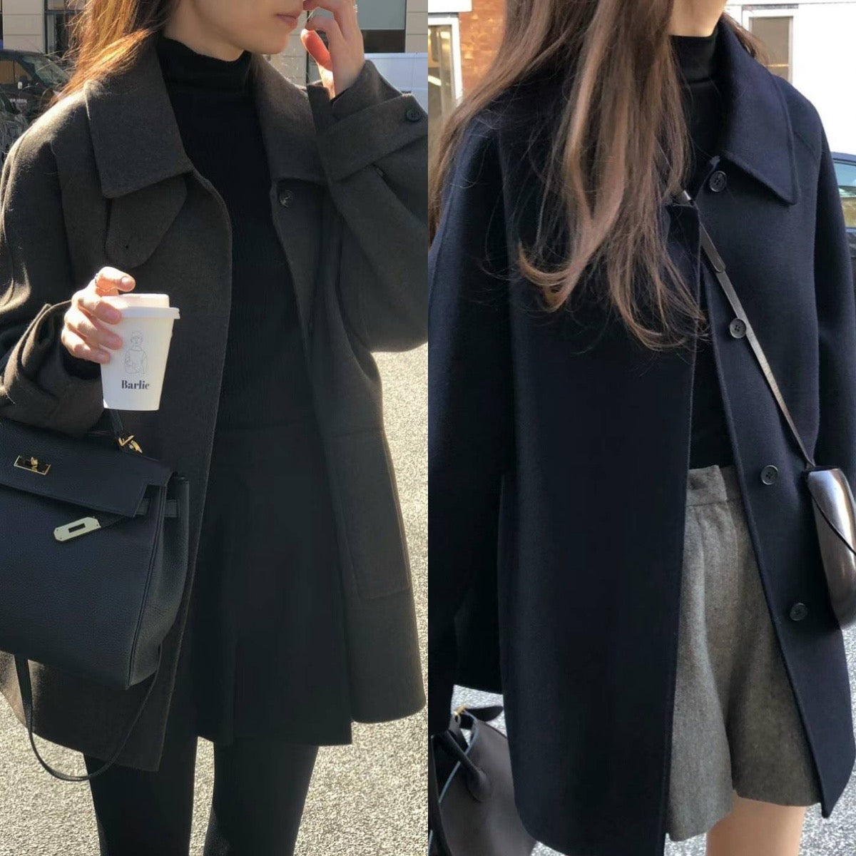Ounce cashmere half handmade coat-2col