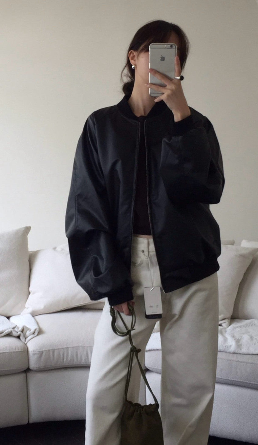 Leather bomber jacket