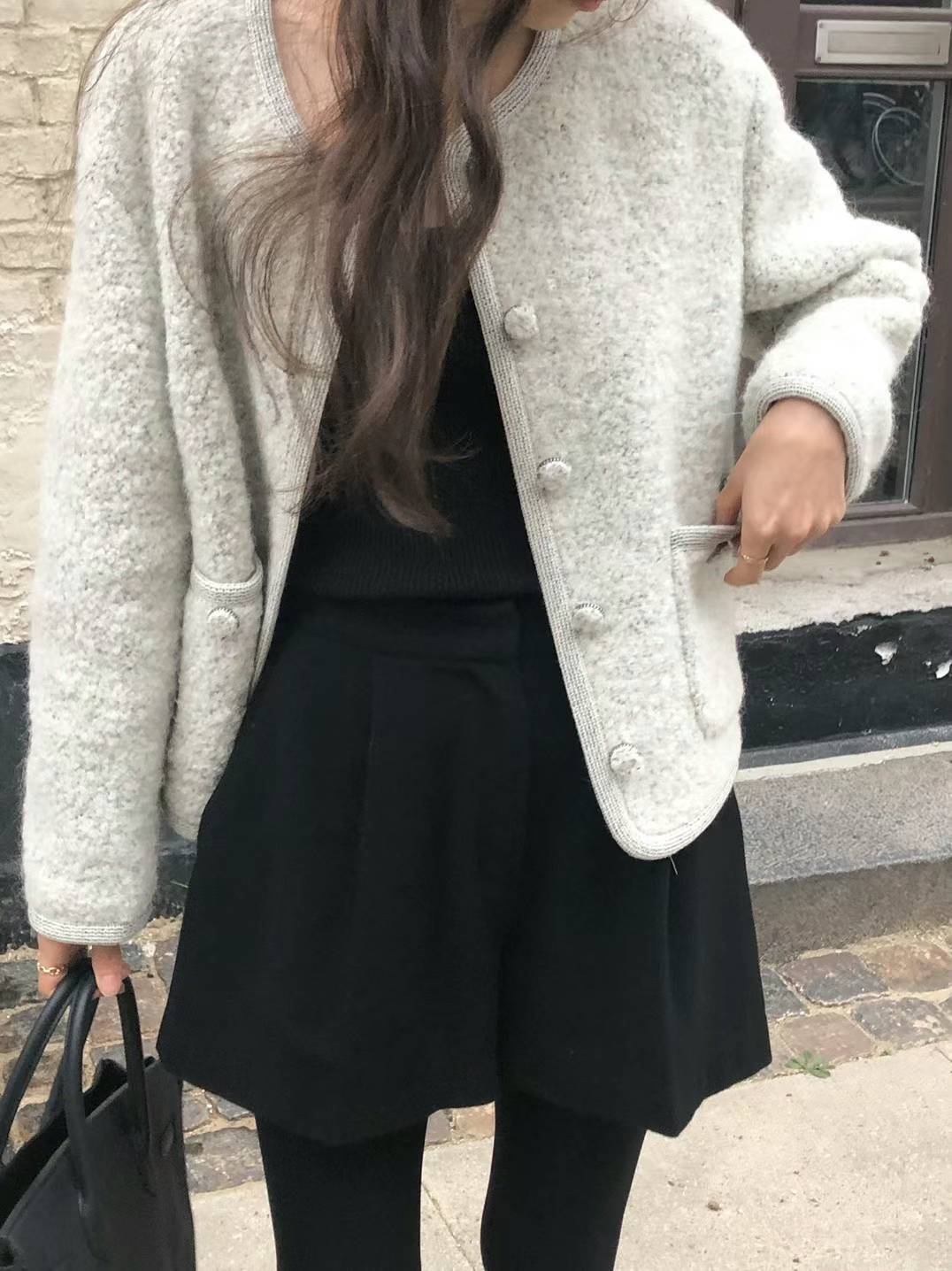 Ounce erin alpaca boucle tweed jacket-2col